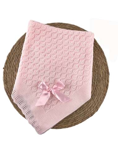 1009481 PINK KNITTED BABY SHAWL  BRAND ALMA