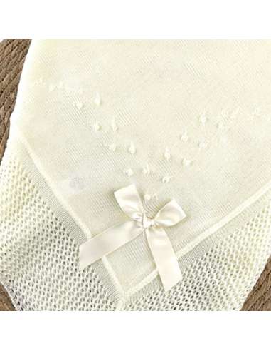 1000173 BEIGE KNITTED BABY SHAWL BRAND ALMA