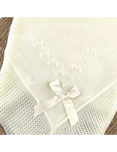 1000173 BEIGE KNITTED BABY SHAWL BRAND ALMA