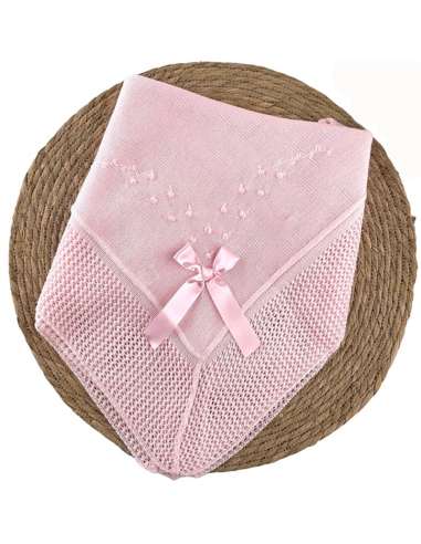 1000173 PINK KNITTED BABY SHAWL BRAND ALMA