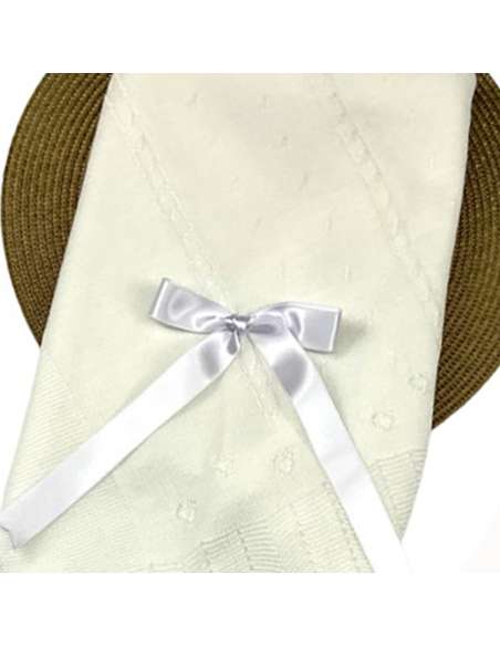 1002861 WHITE KNITTED BABY SHAWL  BRAND ALMA