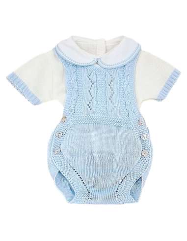 24115 BLUE WOOL BABY SET  TWO  PIECES BRAND GLORY