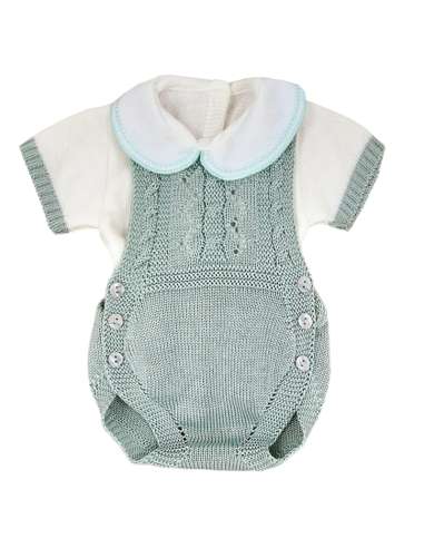 24115 GREEN WOOL BABY SET  TWO  PIECES BRAND GLORY