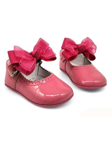 PRAM SHOES IN PATENT 712C WITH BOW CRISTAL FUXIA