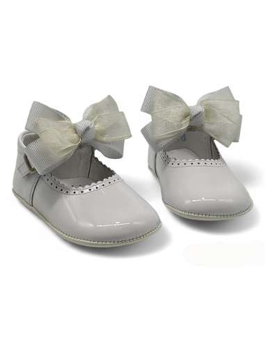 PRAM SHOES IN PATENT 712C WITH BOW CRISTAL WHITE