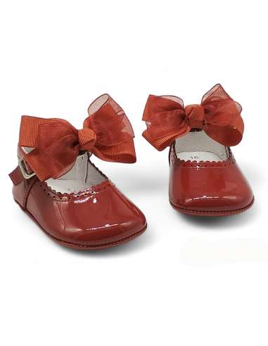 PRAM SHOES IN PATENT 712C WITH BOW CRISTAL RED