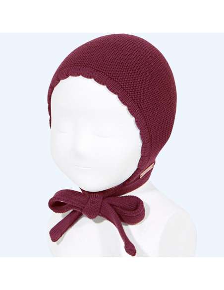 50500010 GRANATE KNITTED BABY BONNET IN COTTON  BRAND CONDOR