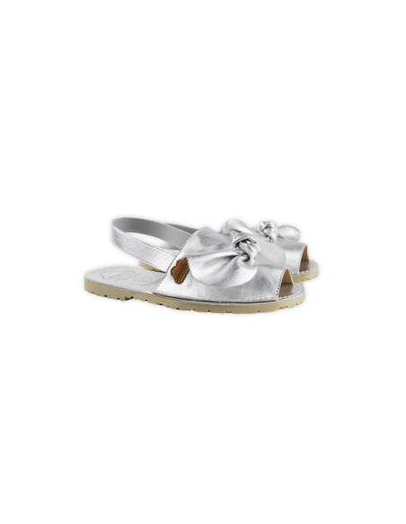 ANGELITOS RESPECTFUL LEATHER SANDAL WITH BOW 286 SILVER