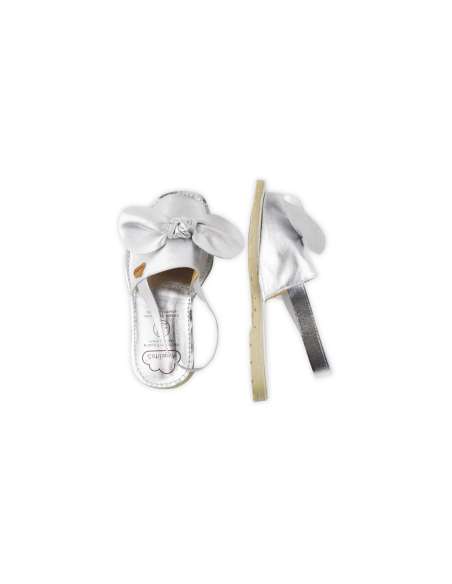 ANGELITOS RESPECTFUL LEATHER SANDAL WITH BOW 286 SILVER