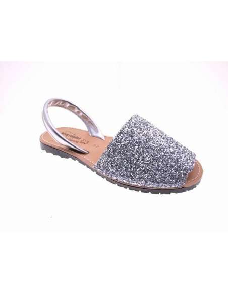 SPANISH AVARCAS IN LEATHER 560 GLITTER SILVER
