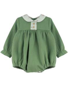324236 ROMPER VERDE CUELLO ZORRITOS  Baby Ferr