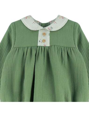 324236 ROMPER VERDE CUELLO ZORRITOS  Baby Ferr