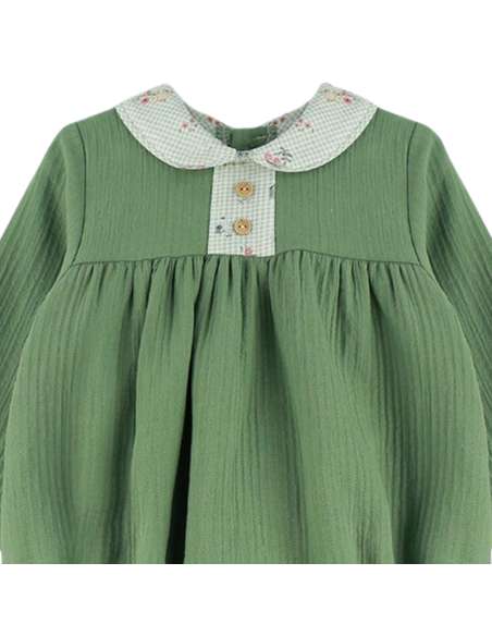 324236 ROMPER VERDE CUELLO ZORRITOS  Baby Ferr