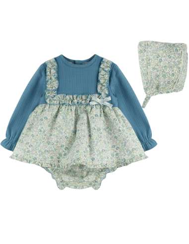 024412 BABY DRESS WITH BONNET FLOWERS Baby Ferr