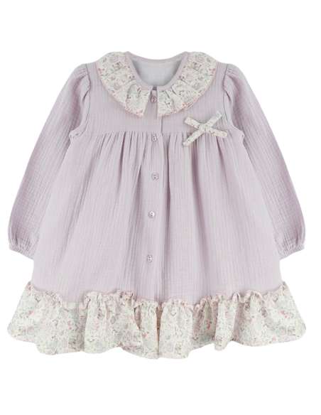 24668 VESTIDO BOTONES MALVA MARCA Baby Ferr