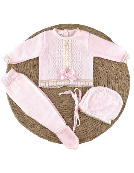 3114 CONJUNTO BEBE ENCAJE ROSA LA CASITA DE PEPITO