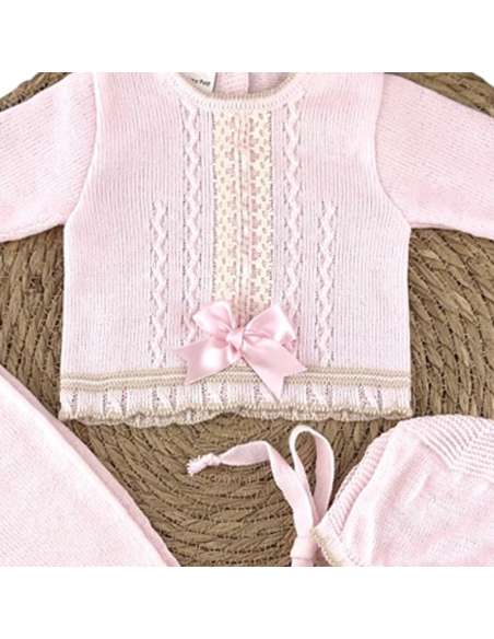 3114 CONJUNTO BEBE ENCAJE ROSA LA CASITA DE PEPITO