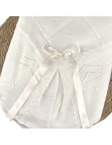 103155 BABY SHAWL IN WOOL WHITE ALMA PETIT