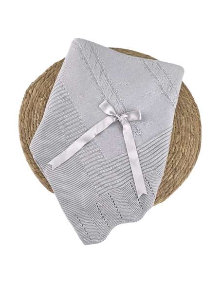 103164 BABY SHAWL IN WOOL GREY ALMA PETIT