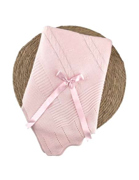 103164 BABY SHAWL IN WOOL PINK ALMA PETIT
