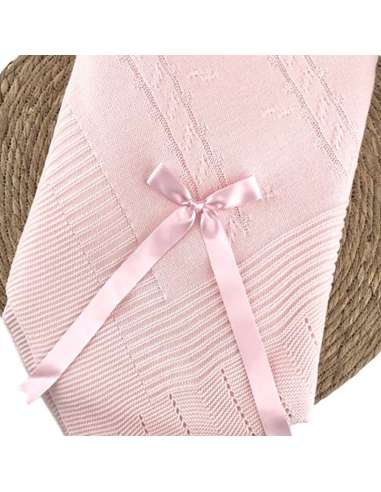 103164 BABY SHAWL IN WOOL PINK ALMA PETIT