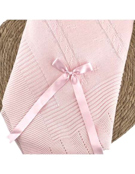 103164 BABY SHAWL IN WOOL PINK ALMA PETIT