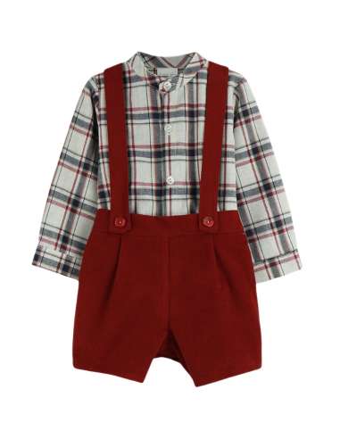 024353 OVEROL WITH MAROON CHECKED SHIRT Baby Ferr