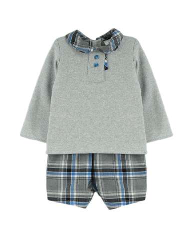 024271  CHECKED SWEATSHIRT AND SHORTS SET