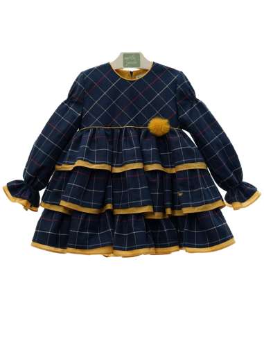 M5172 VESTIDO INFANTIL CON VOLANTES DE CUADROS