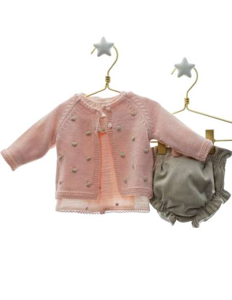 MI3024 THREE PIECE SET SHIRT, PANTIES AND CARDIGAN MICOLINO