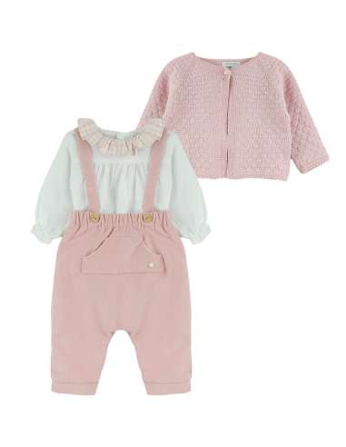 MI3026PINK THREE PIECE SET SHIRT, PANTIES AND CARDIGAN MICOLINO