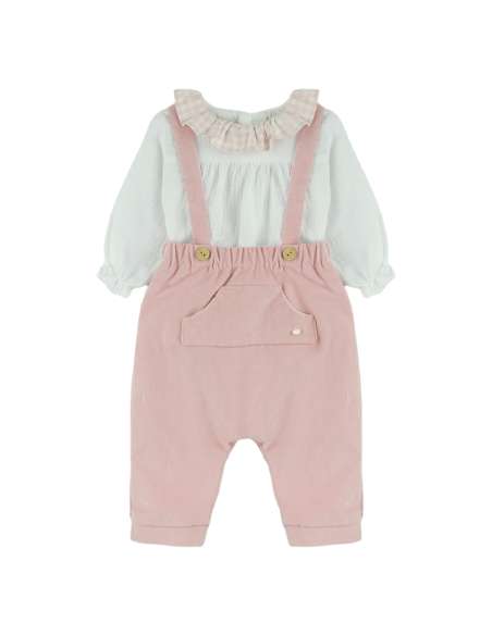 MI3026ROSA CONJUNTO TRES PIEZAS CAMISA, REBECA Y PANTALON CAMEL MICOLINO