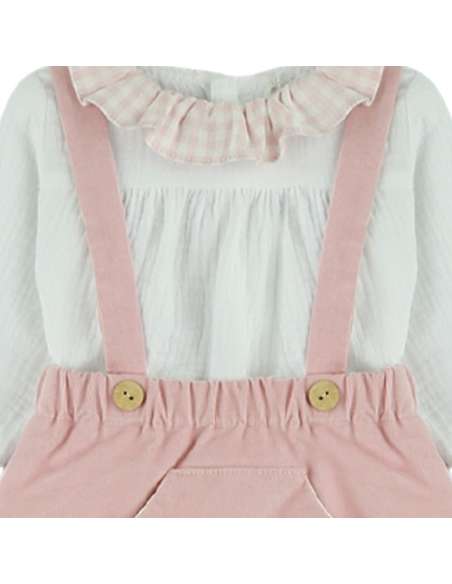 MI3026ROSA CONJUNTO TRES PIEZAS CAMISA, REBECA Y PANTALON CAMEL MICOLINO