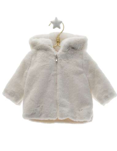 MI7050 WHITE BABY COAT WITH HOOD MICOLINO