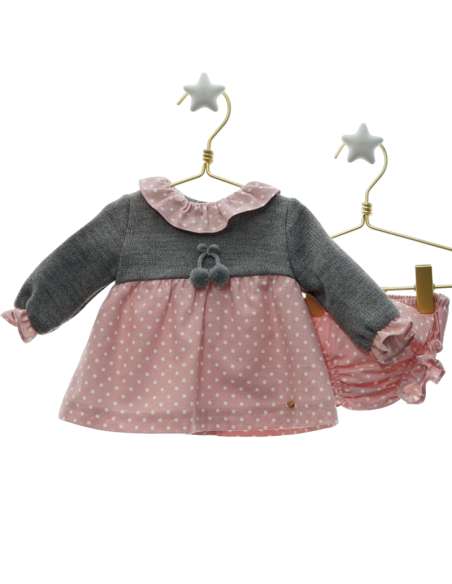 MI7108 JESUSITO GRIS/ROSA LUNARES POMPON CON BRAGUITA MICOLINO