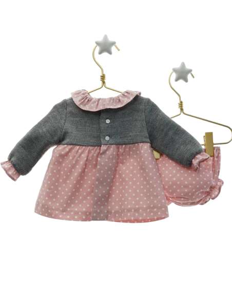 MI7108 JESUSITO GRIS/ROSA LUNARES POMPON CON BRAGUITA MICOLINO