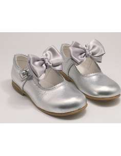 Merceditas en piel Con Lazo Cocoboxi 6270 plata 2