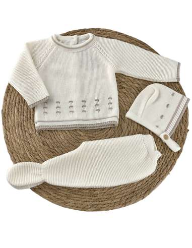 100014 BABY SET IN WOOL BEIG