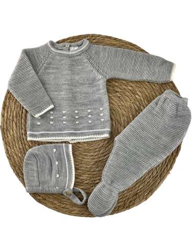 100014 CONJUNTO BEBE LANA GRIS