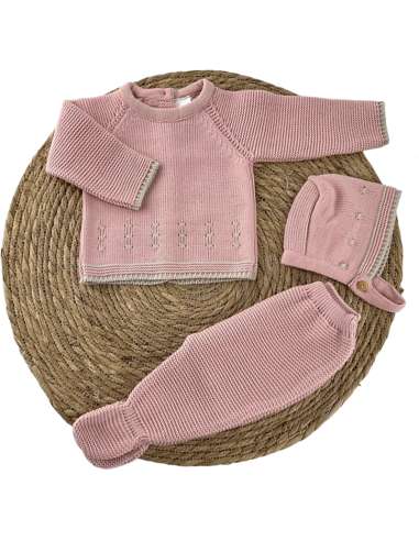 100014 BABY SET IN WOOL PALE PINK