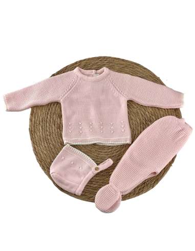 100014 BABY SET IN WOOL PINK