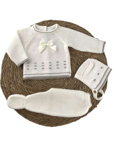 100015 BABY SET IN WOOL BEIG