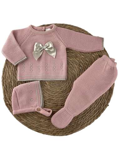 100015 BABY SET IN WOOL PALE PINK