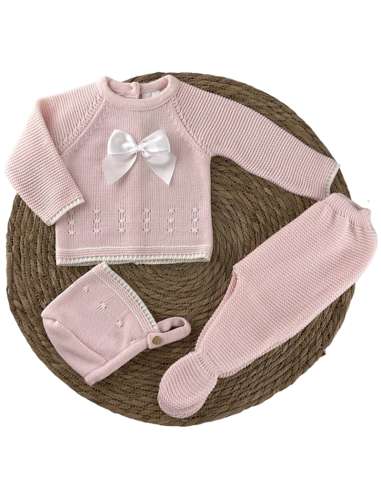 100015 BABY SET IN WOOL PINK