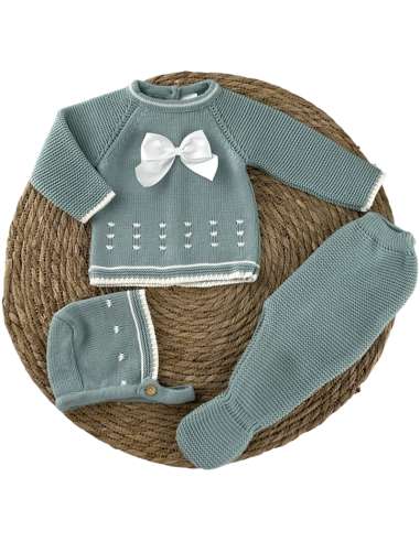 100015 BABY SET IN WOOL GREEN