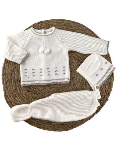 100016 BABY SET IN WOOL BEIG