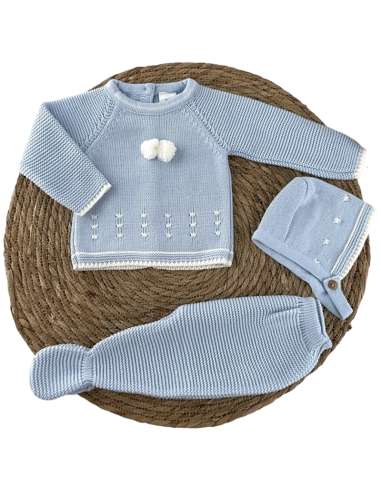 100016 BABY SET IN WOOL BLUE