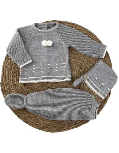 100016 BABY SET IN WOOL GREY