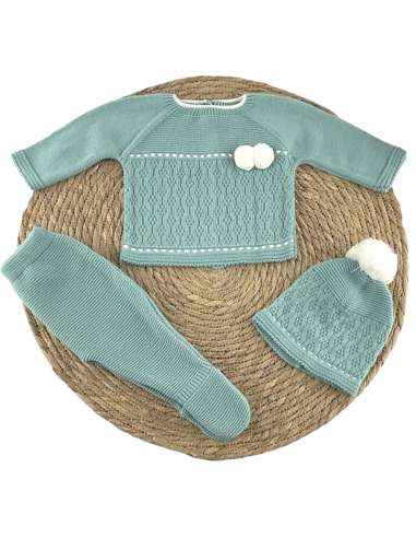 107006 BABY SET IN WOOL GREEN