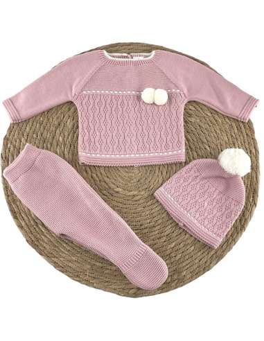 107006 BABY SET IN WOOL PALE PINK